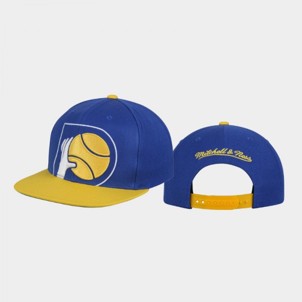 Indiana Pacers Men's Cropped XL Logo Hardwood Classics Snapback Adjustable Hat - Navy Gold