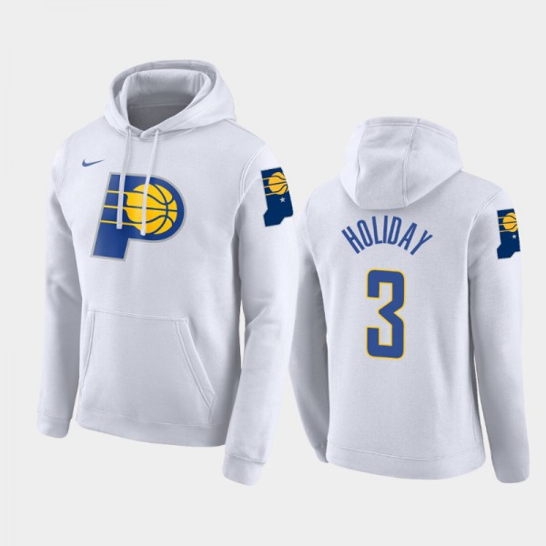Aaron Holiday Indiana Pacers #3 Men's City Pullover Hoodie - White