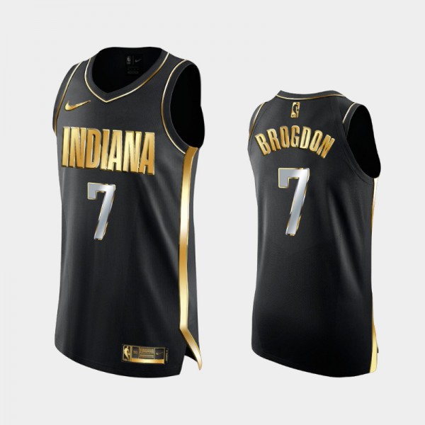 Malcolm Brogdon Indiana Pacers #7 Men's Golden Authentic Authentic Golden Limited Edition Jersey - Black