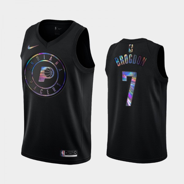 Malcolm Brogdon Indiana Pacers #7 Men's Iridescent Logo Iridescent Holographic Limited Edition Jersey - Black