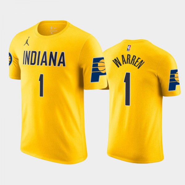 T.J. Warren Indiana Pacers #1 Men's Statement 2020-21 T-Shirt - Gold